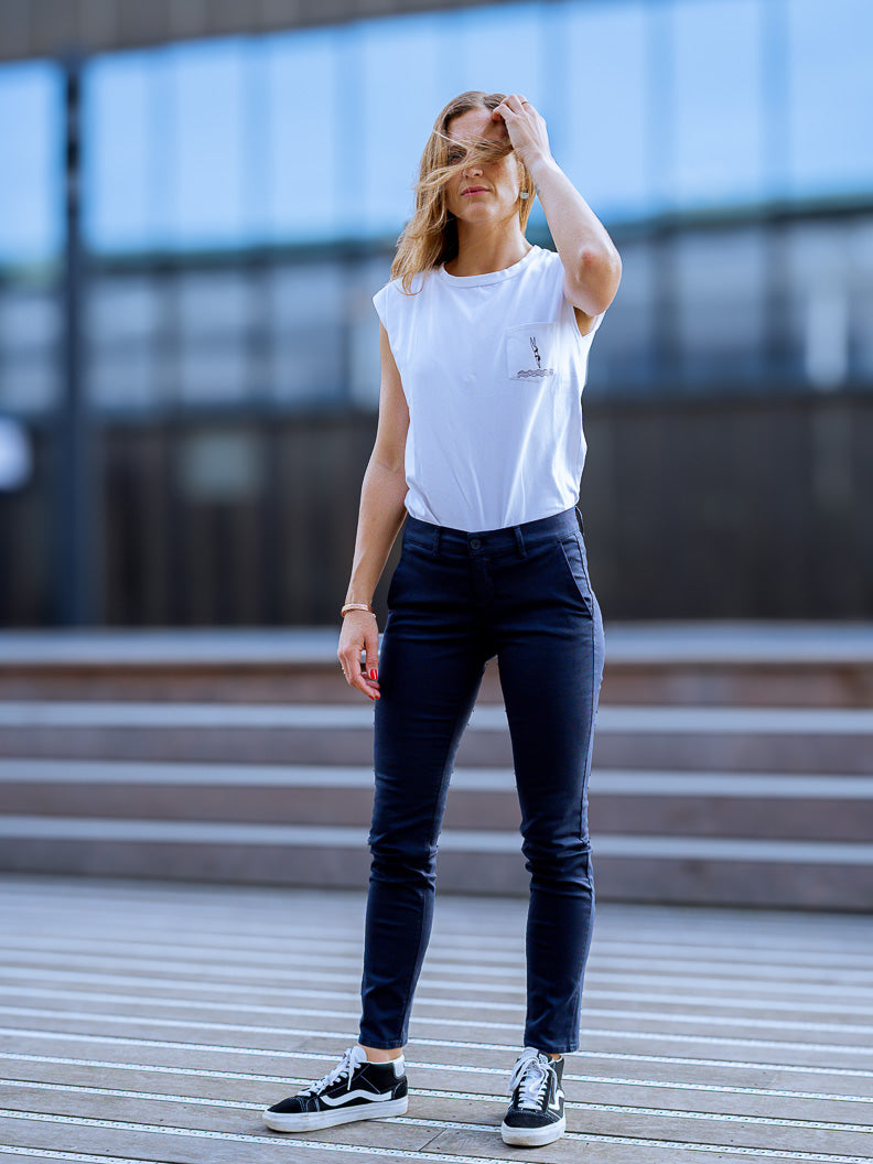 Pantalon French : chino slim stretch (Made in Europe) Marine - LOOKUP PANTALON
