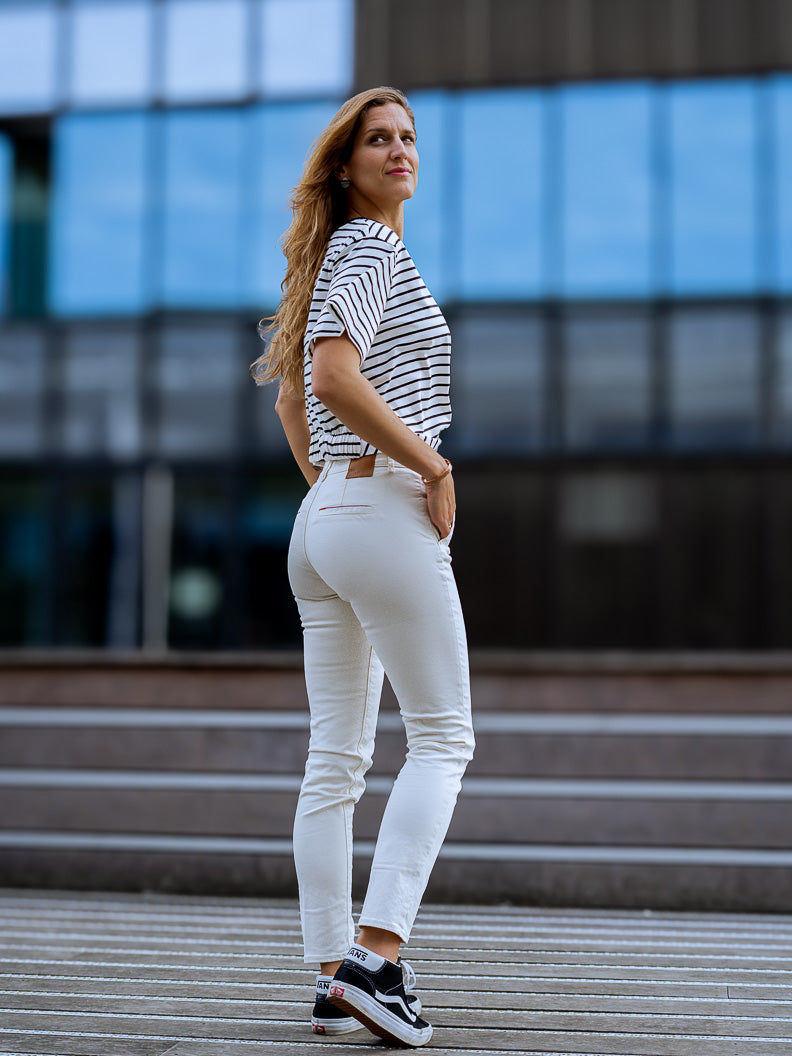 Pantalon French : chino slim stretch (Made in Europe) ECRU - LOOKUP PANTALON