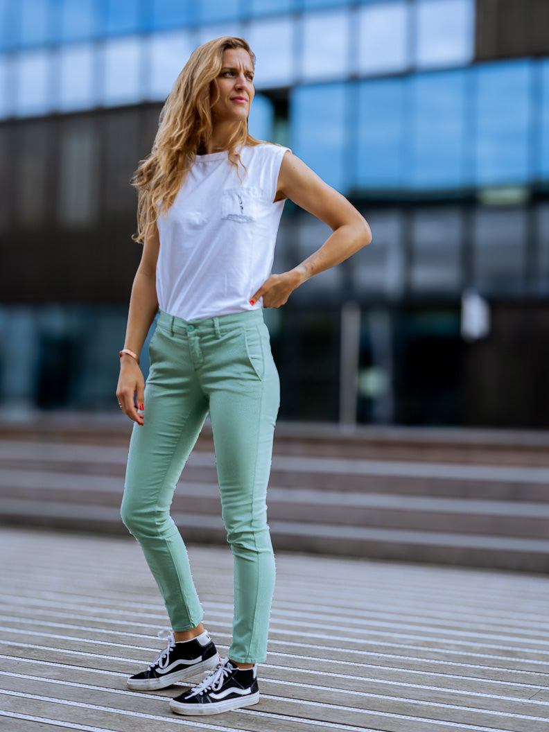 Pantalon French : chino slim stretch (Made in Europe) GRANITE - LOOKUP PANTALON