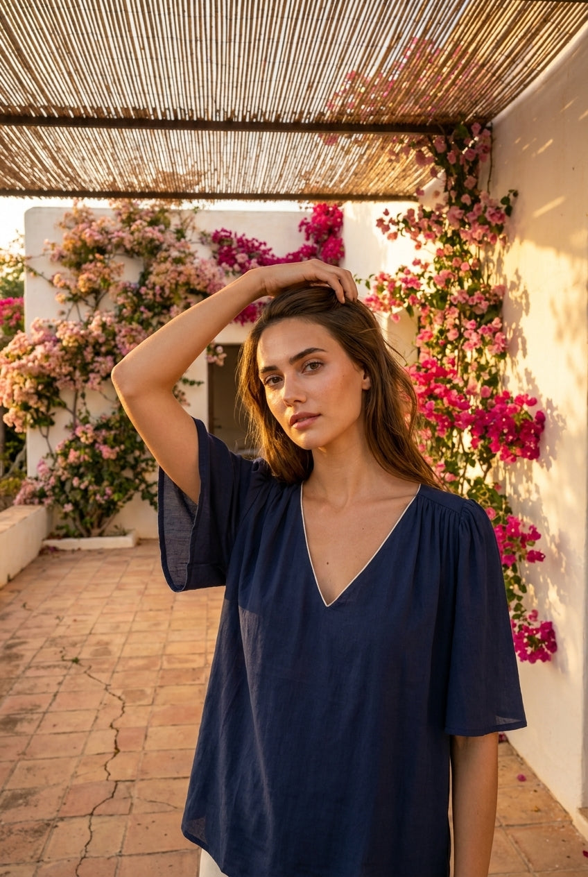 BLOUSE SIMONE MARINE - YCOO Top