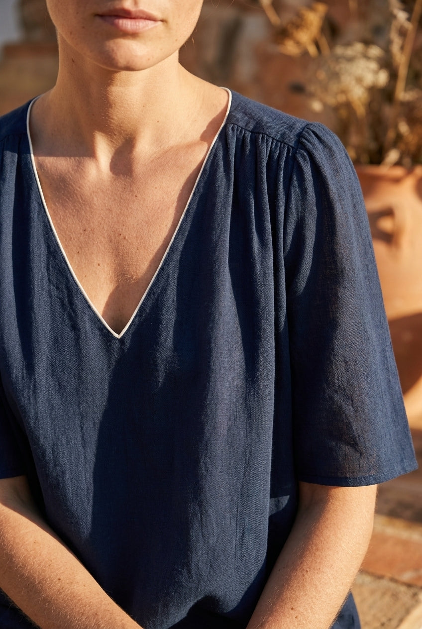 BLOUSE SIMONE MARINE - YCOO Top