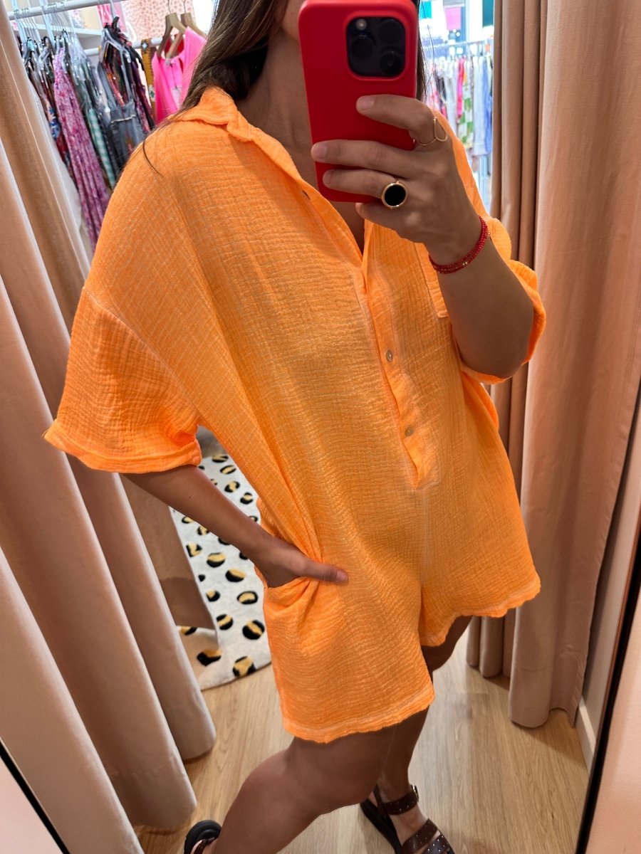 Combishort Loulou ORANGE - L’ESSENTIEL Combinaison