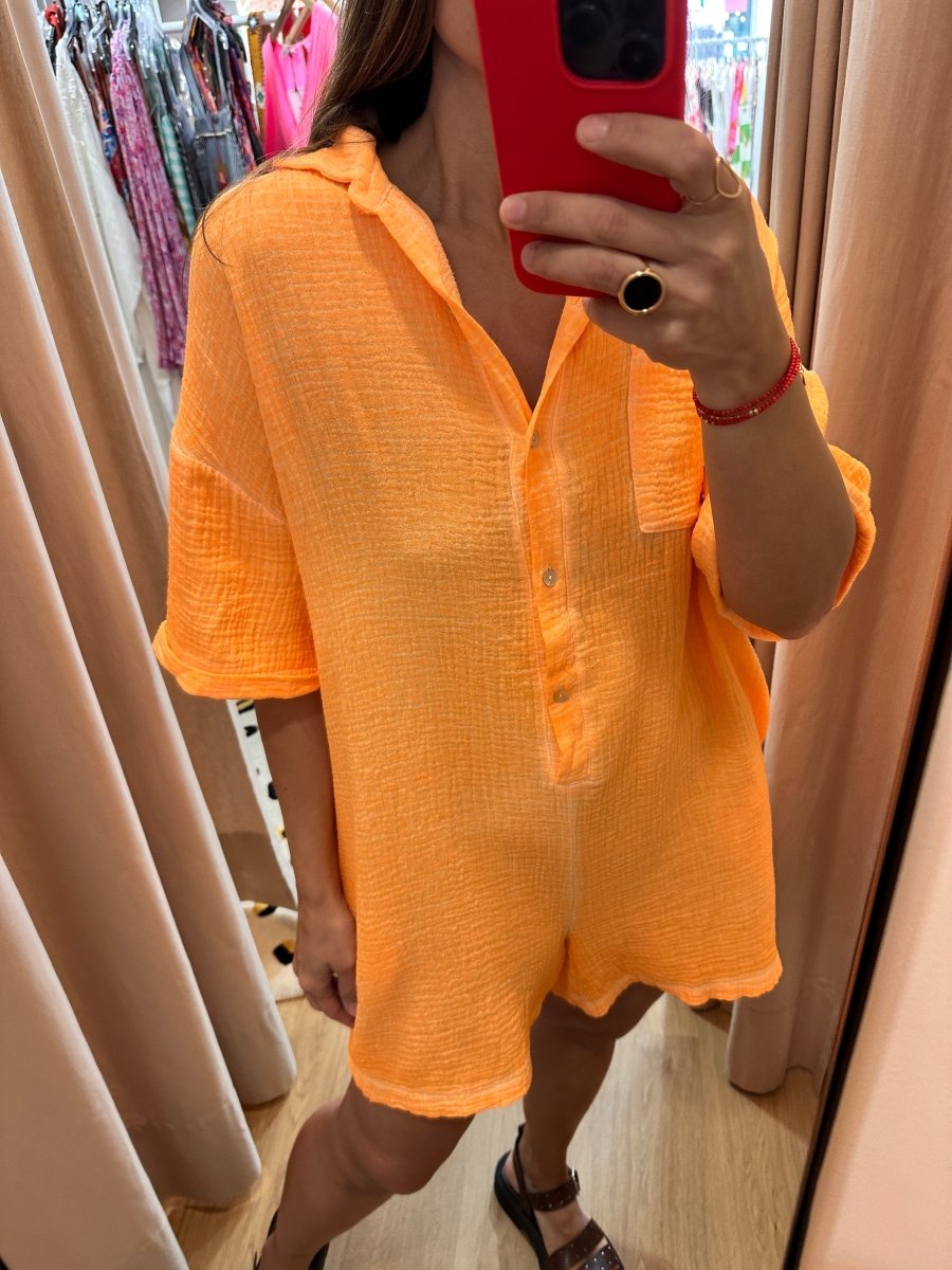 Combishort Loulou ORANGE - L’ESSENTIEL Combinaison