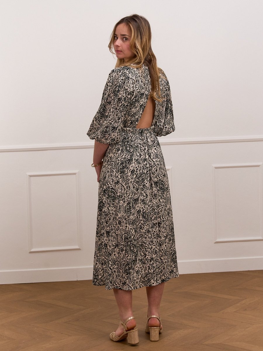 Robe Leia BLANC NOIR - OPULLENCE Robe pour femme