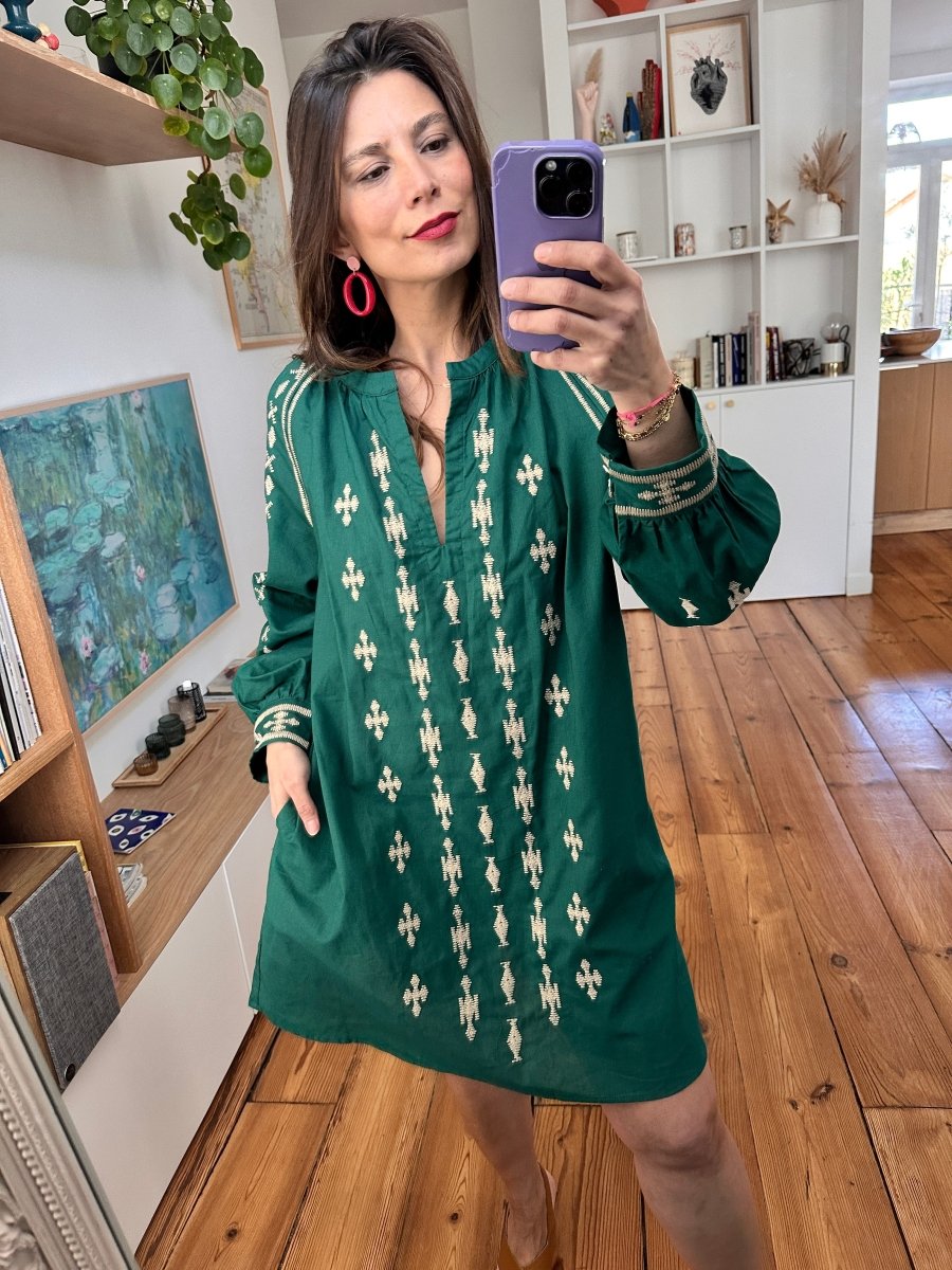 Robe Lise VERT - SEEUSOON Robe