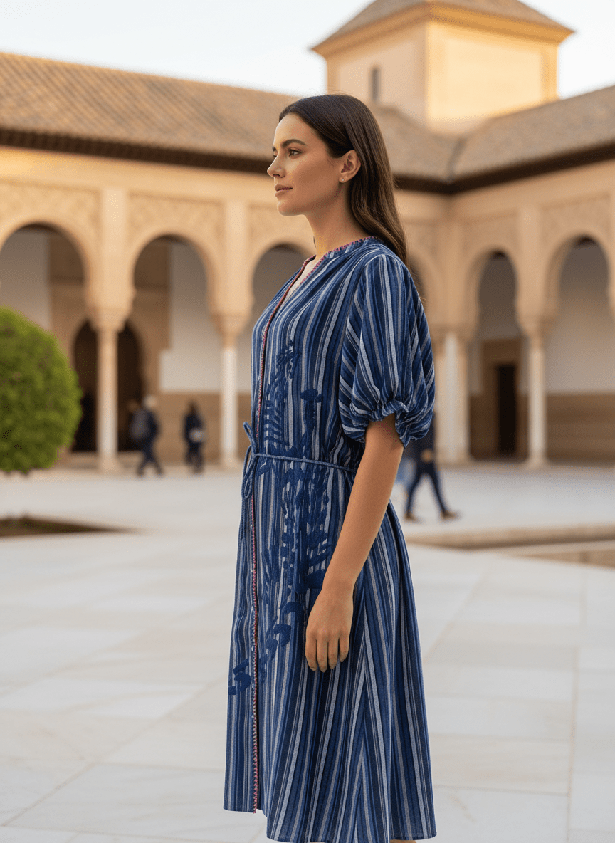 ROBE MAE RAYURES BLEUES - CASBAH LOVE Robe