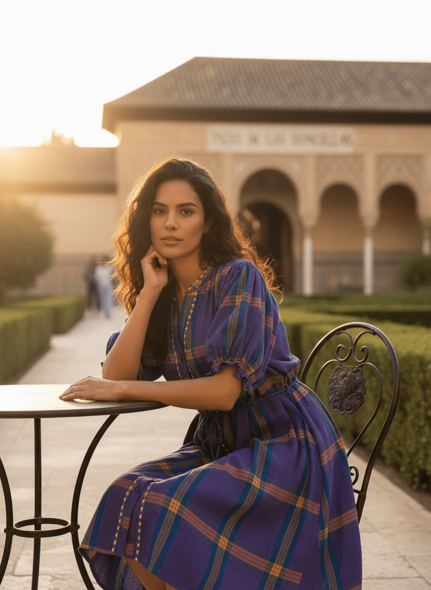 ROBE MAE CARREAUX VIOLETS - CASBAH LOVE Robe
