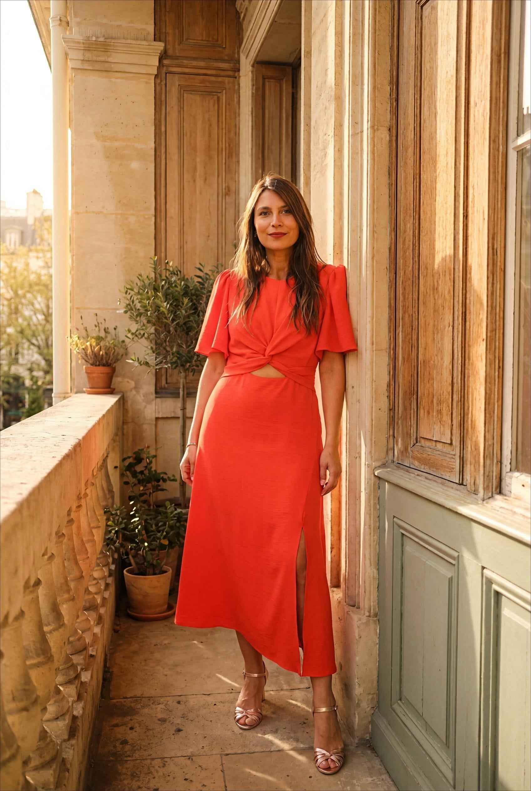 ROBE SOLANGE CORAIL - OPULLENCE Robe