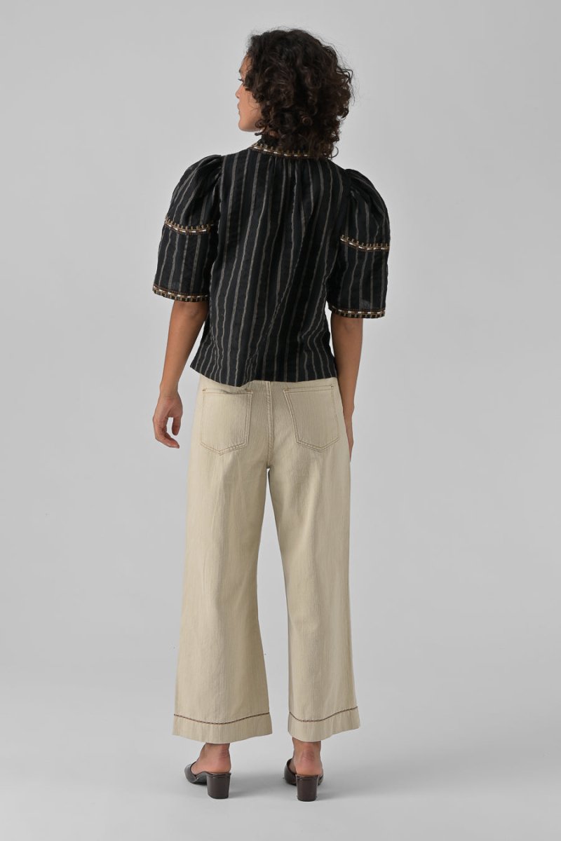 TOP BRODE CORA NOIR ECRU - ORFEO TOP