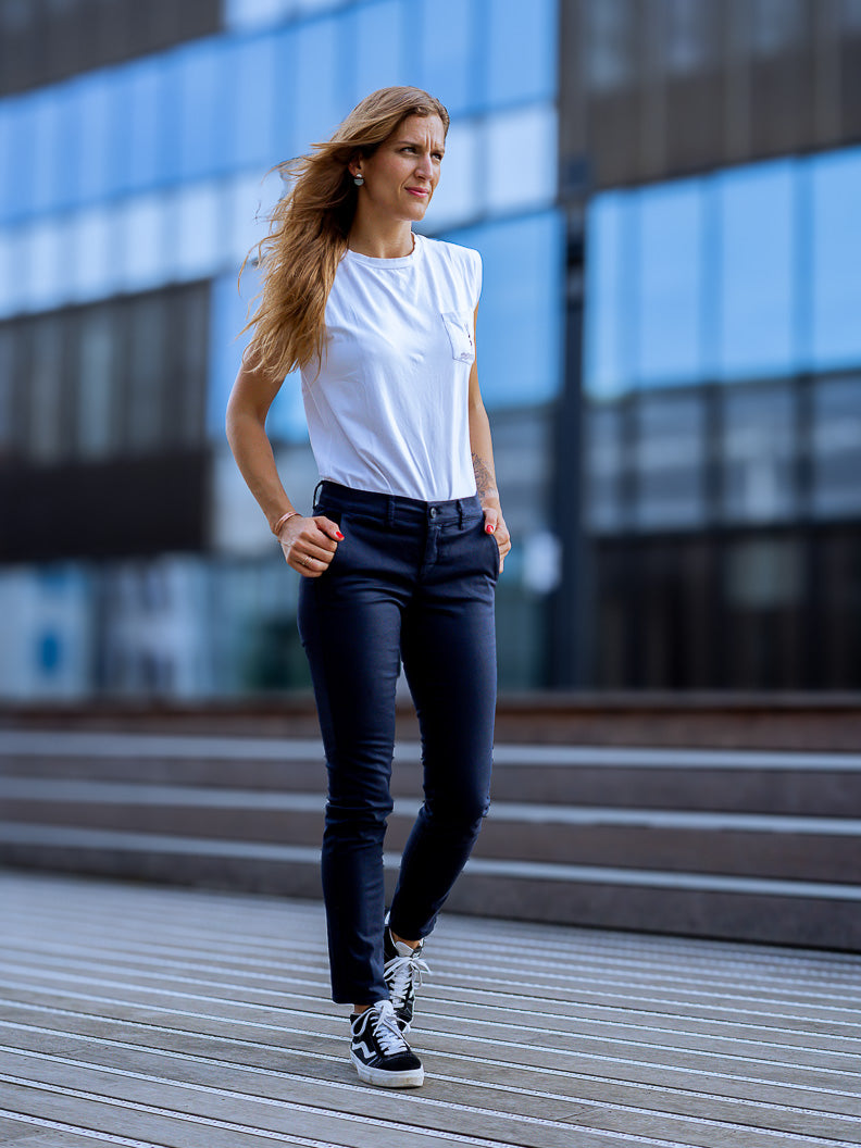 Pantalon French : chino slim stretch (Made in Europe) Marine - LOOKUP PANTALON