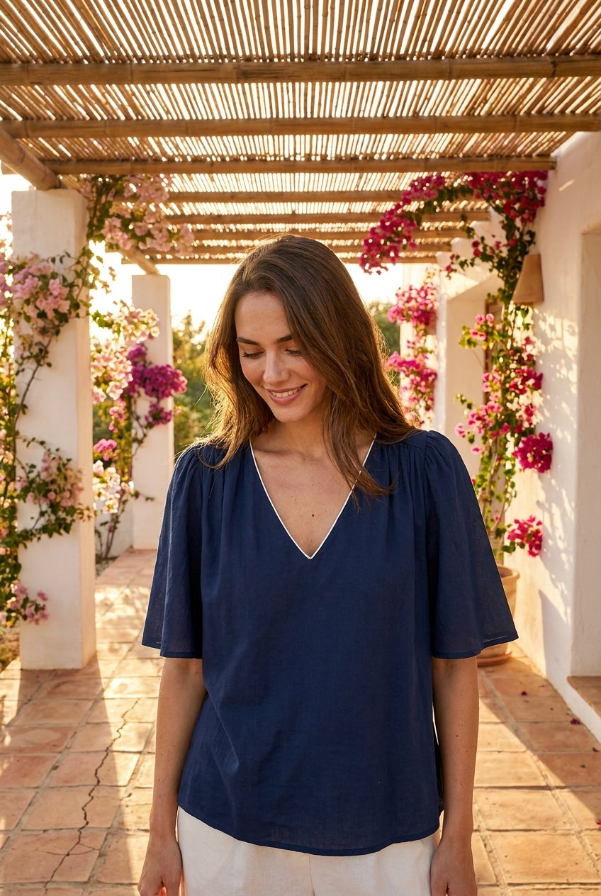 BLOUSE SIMONE MARINE - YCOO Top