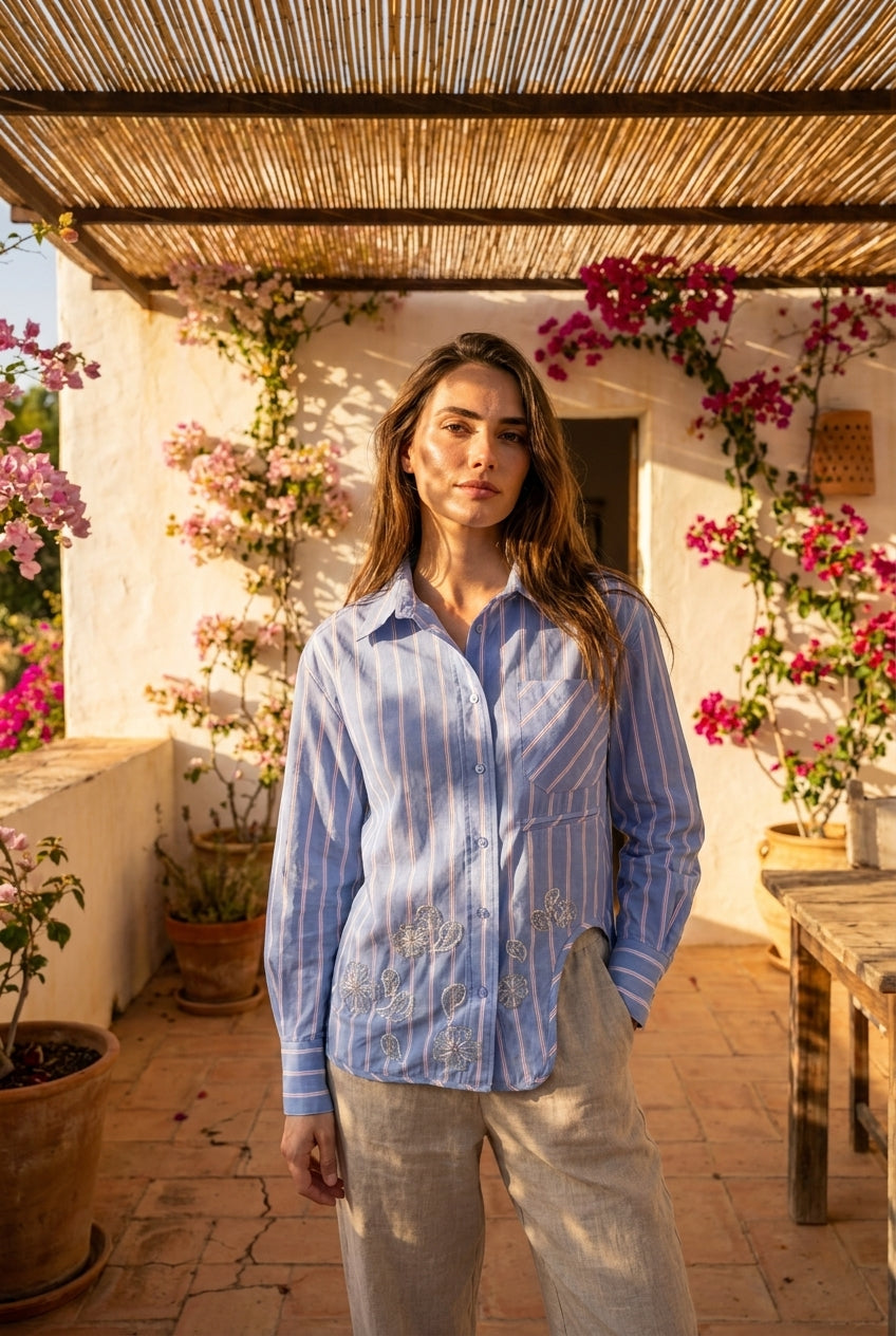 CHEMISE IDRIS BLEU RAYURES - ADORE Top