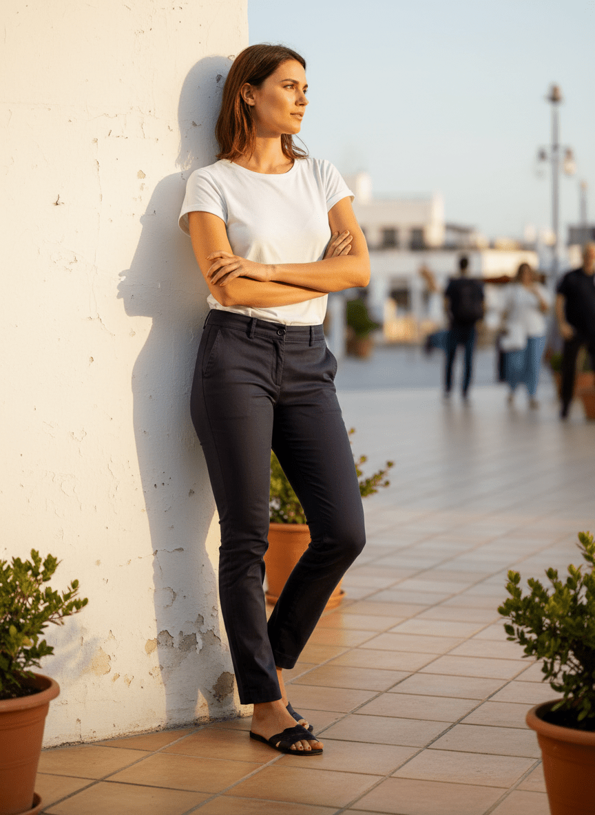 Pantalon chino slim stretch (Made in Europe) NOIR - LOOKUP PANTALON