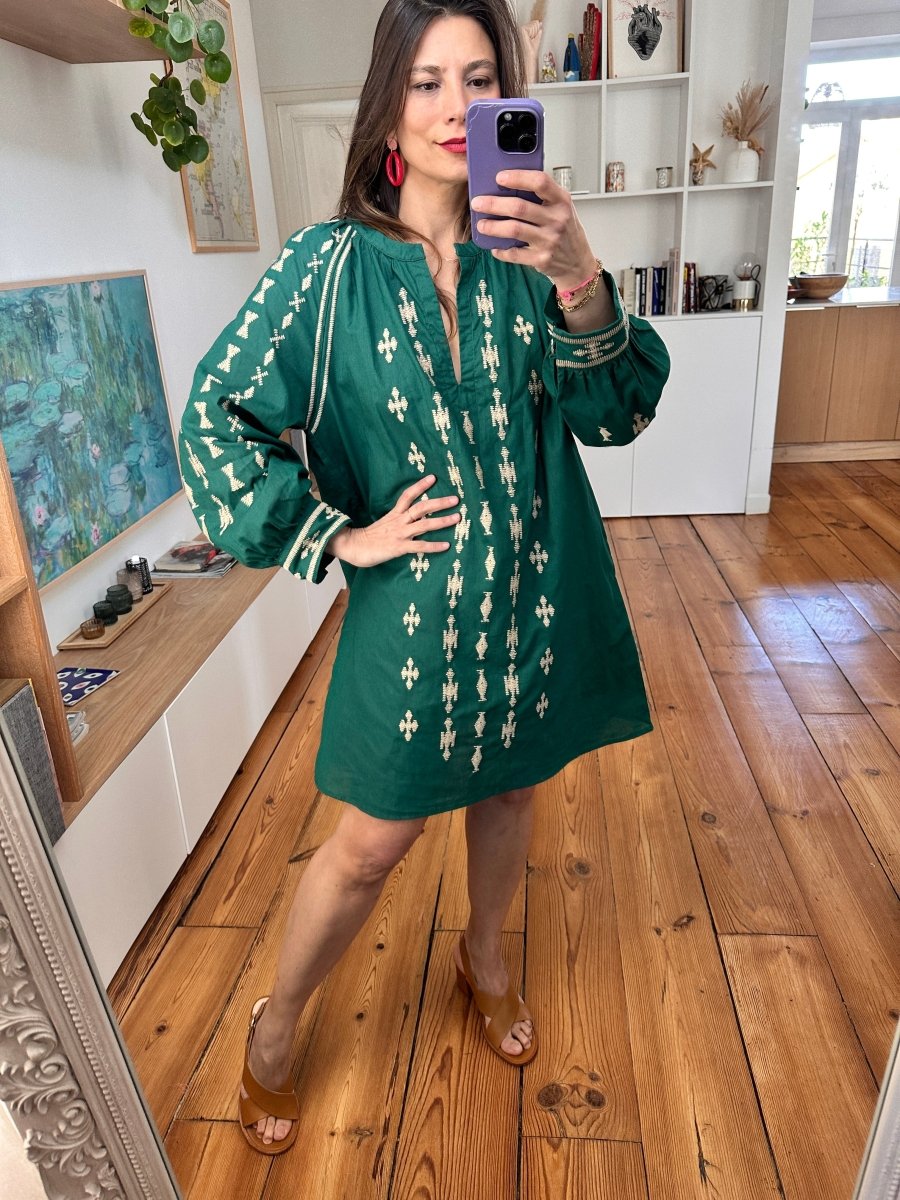 Robe Lise VERT - SEEUSOON Robe