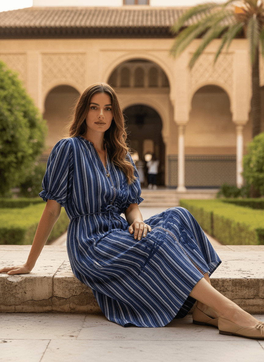 ROBE MAE RAYURES BLEUES - CASBAH LOVE Robe