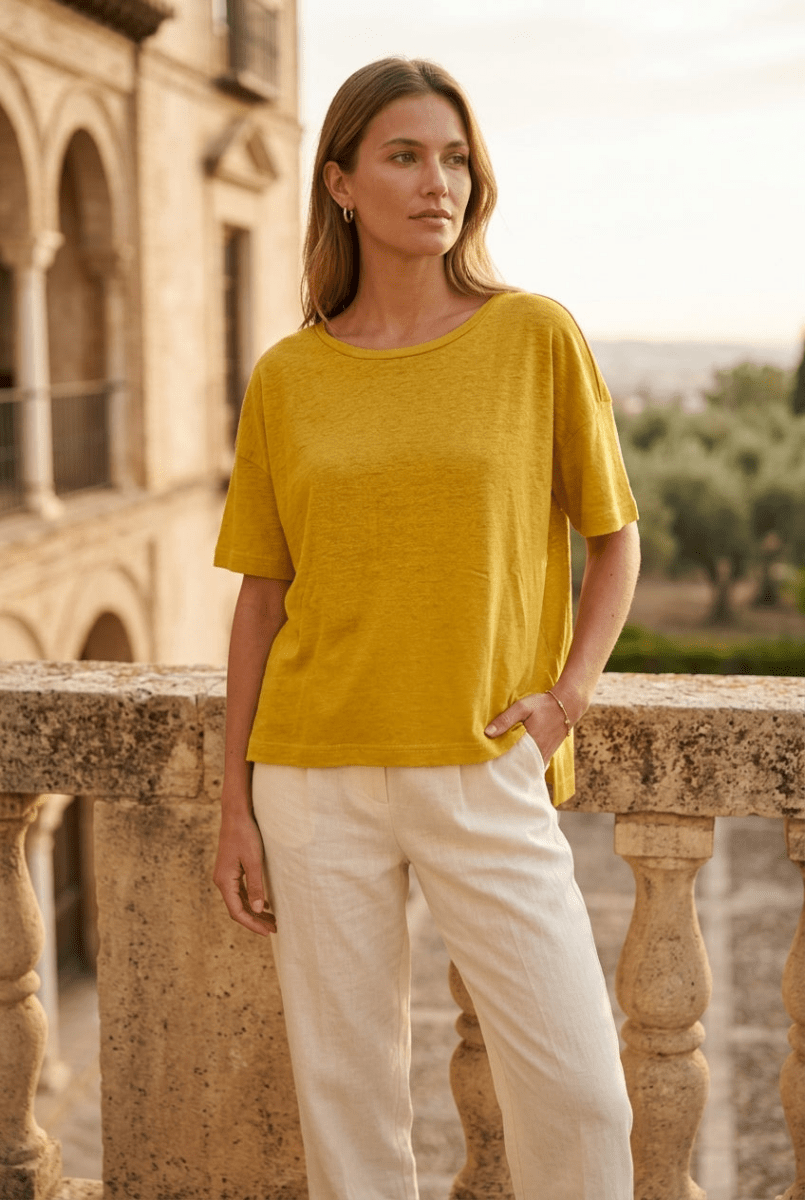 T - SHIRT FLORA OCRE - RUE MAZARINE TOP
